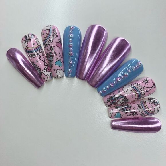 Unicorn Custom Press On Nails | High Quality Nails | Handmade - Picture 1 of 10